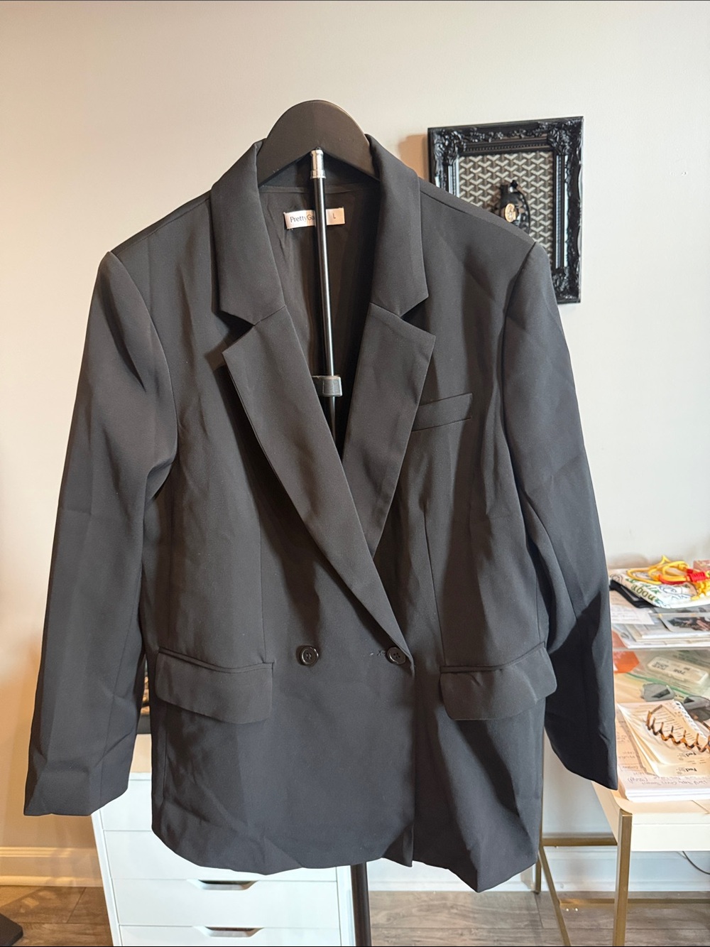 Double-Breasted Black Blazer